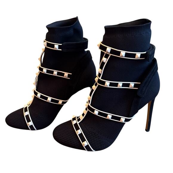 Valentino Garavani Rockstud Bodytech Caged Ankle Booties Black EU 40 US 10 - Picture 4 of 12